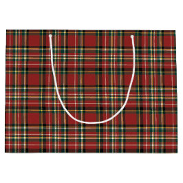 Sacola Para Presentes Grande Classic Red Plaid Tartan Cozy Christmas