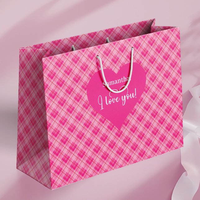 Sacola Para Presentes Grande Classic Valentine Hearts I Love You Personalized  (Classic Valentine Hearts I Love You Personalized Bag)
