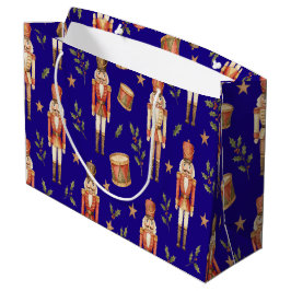 Sacola Para Presentes Grande Classic Watercolor Nutcracker and Drum Christmas