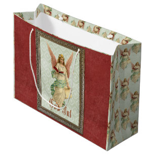 Sacola Para Presentes Grande Clássico Elegante Natais vintages Vitorianos Ange
