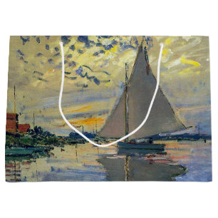 Sacola Para Presentes Grande Claude Monet - Navio de vela no Le Petit-Gennevill