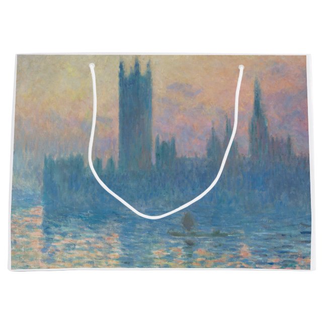 Sacola Para Presentes Grande Claude Monet Parlamento Europeu Sunset (Frente)