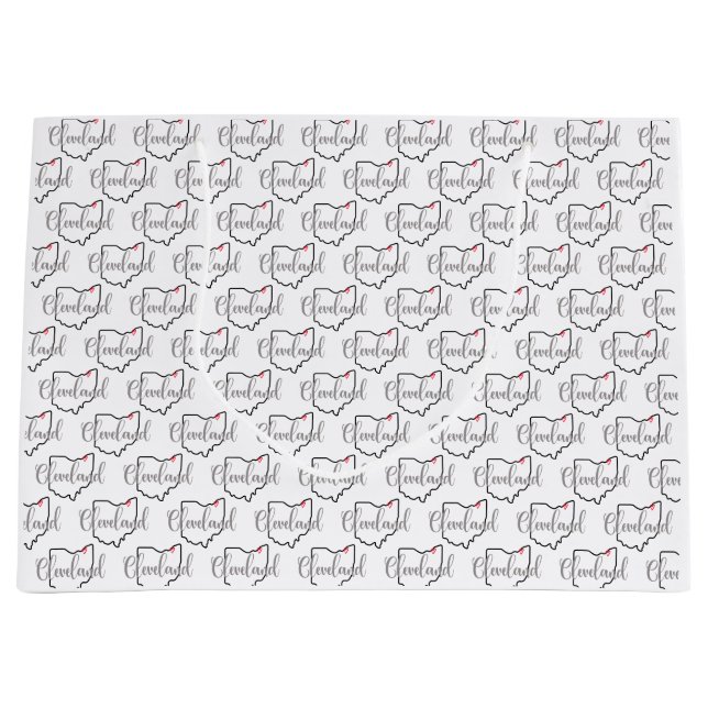 Sacola Para Presentes Grande Cleveland Ohio Love (Frente)