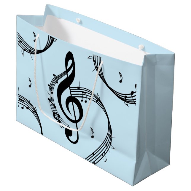 Sacola Para Presentes Grande Climactic G Clef Music Blue (Frente inclinada)