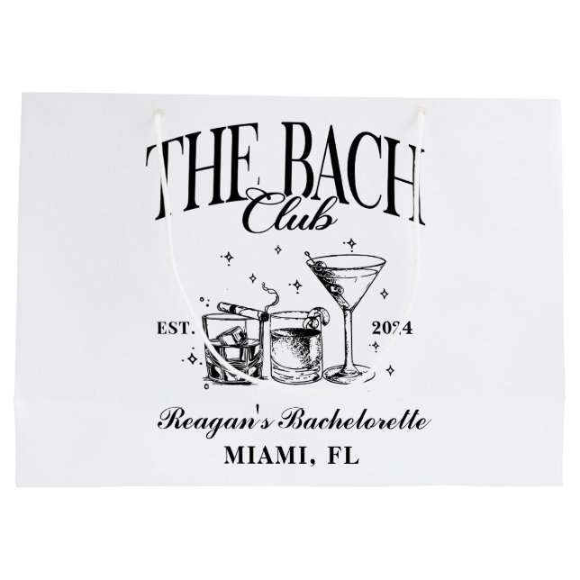 Sacola Para Presentes Grande Clube Bach Personalizado Noiva Cocktail Retro Pret (Verso)