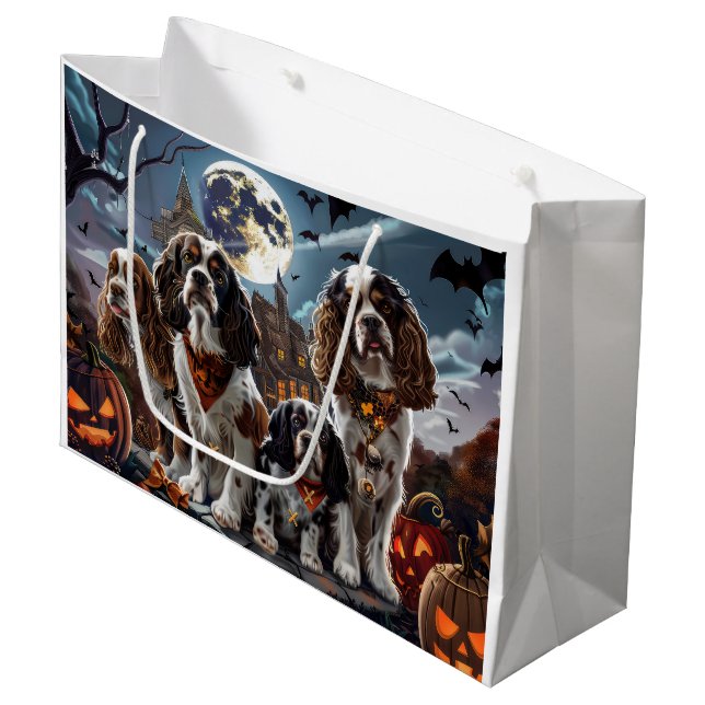 Sacola Para Presentes Grande Cocker Spaniel Halloween Spooky (Frente inclinada)