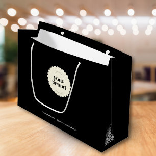 Sacola Para Presentes Grande Código QR do logotipo preto profissional para pequ