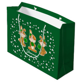 Sacola Para Presentes Grande Coelhinhos bonitos com Rua de pincéis. Dia de Patr