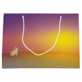 Sacola Para Presentes Grande Coelho Branco Bonito no Monte Grassy no nascer do