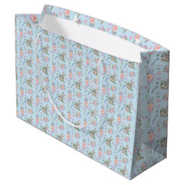 Sacola Para Presentes Grande Coelho de Páscoa Adorável Primavera Flor Pastel Az