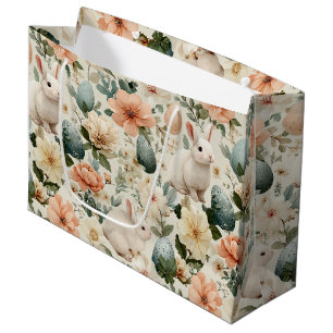 Sacola Para Presentes Grande Coelho de Páscoa Floral Vintage (10)