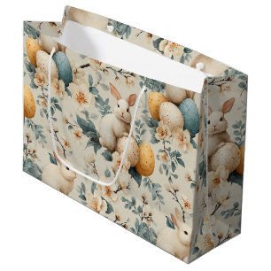 Sacola Para Presentes Grande Coelho de Páscoa Floral Vintage (3)