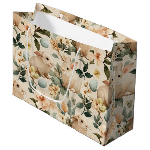 Sacola Para Presentes Grande Coelho de Páscoa Floral Vintage (4)