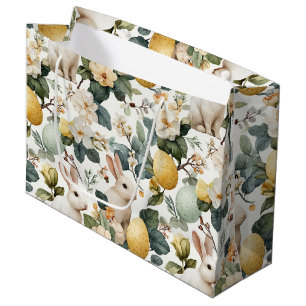 Sacola Para Presentes Grande Coelho de Páscoa Floral Vintage (7)