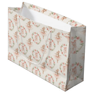 Sacola Para Presentes Grande coelho e flores de bailarina