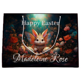 Sacola Para Presentes Grande Coelho Felz pascoa de Nome Personalizado com ovos 