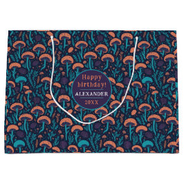 Sacola Para Presentes Grande Cogumelo Roxo Caprichoso Floresta Natureza Bosque