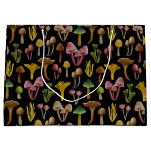 Sacola Para Presentes Grande Cogumelos, Lichen e Fungos Coloridos