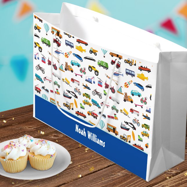 Sacola Para Presentes Grande Coisas De Meninos Que Movimentam Carros De Veículo (Criador carregado)