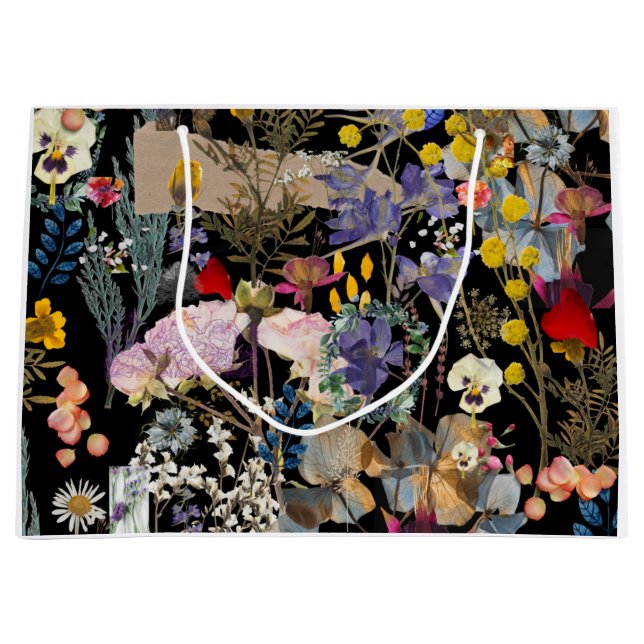 Sacola Para Presentes Grande Colagem da Flor (Frente)