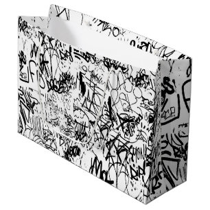Sacola Para Presentes Grande Colagem de Abstrato preto e branco