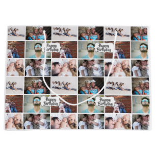 Sacola Para Presentes Grande Colagem de fotos de aniversário Imagem DIY 6 foto