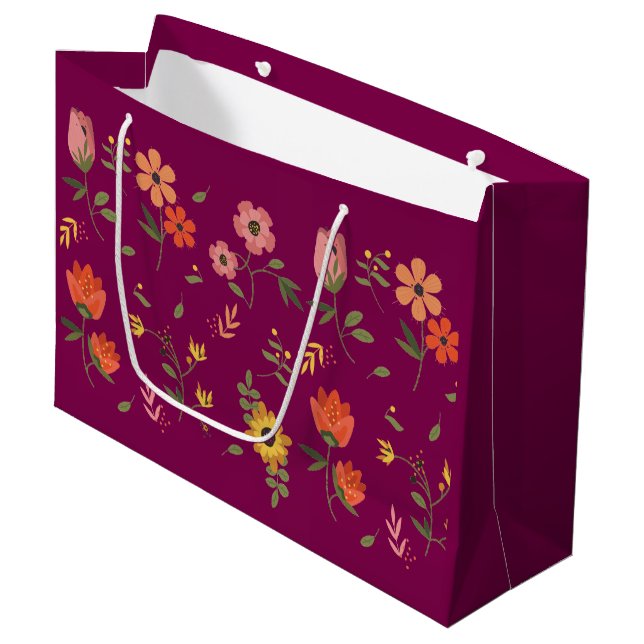 Sacola Para Presentes Grande coleção de flores (Frente inclinada)