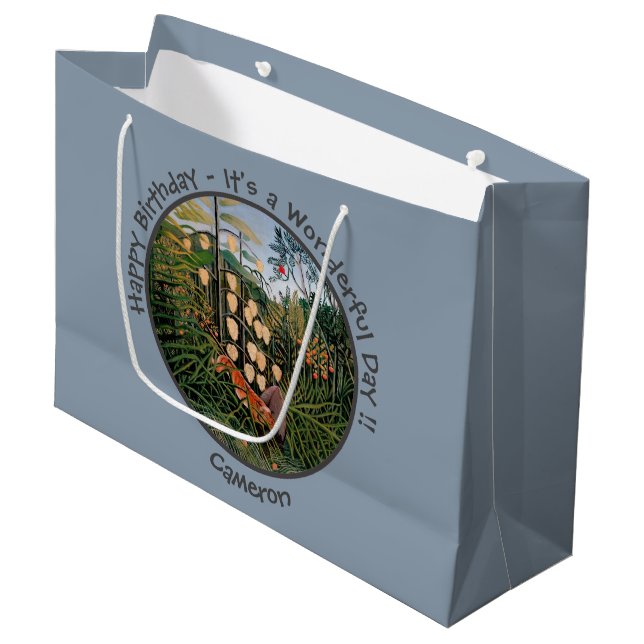 Sacola Para Presentes Grande Coleção de Itens do Partido Henri Rousseau Tiger & (Frente inclinada)