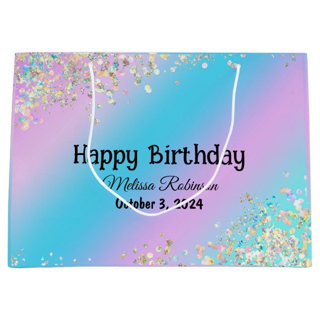 Sacola Para Presentes Grande Coleta Holográfica Moderna (Frente)