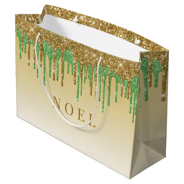 Sacola Para Presentes Grande Colírio Dourado e verde (Verso inclinado)