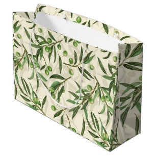 Sacola Para Presentes Grande Coloração aquática dos ramos de oliveira
