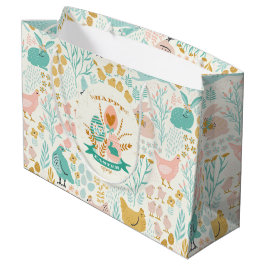 Sacola Para Presentes Grande Colores de primavera do Pastel símbolos de Páscoa