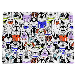 Sacola Para Presentes Grande Colorful Dog Crowd Pattern Medium Gift Bag