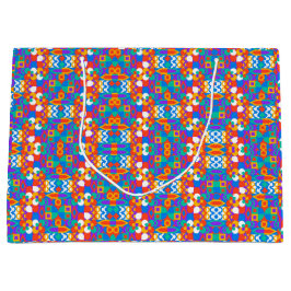 Sacola Para Presentes Grande Colorful geometric gift bag with vibrant patterns