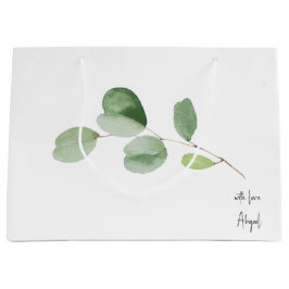 Sacola Para Presentes Grande Com Amor, Nome Personalizado Eucalyptus White