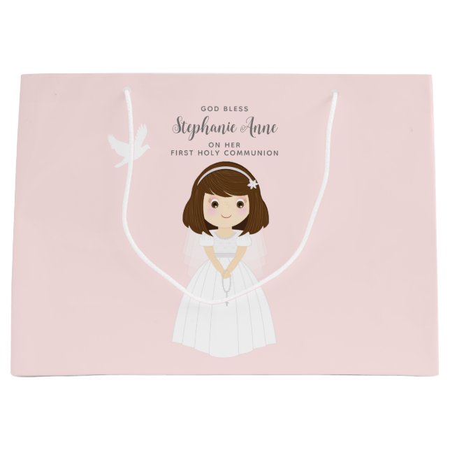 Sacola Para Presentes Grande Communion Dove Brunette Girl (Frente)