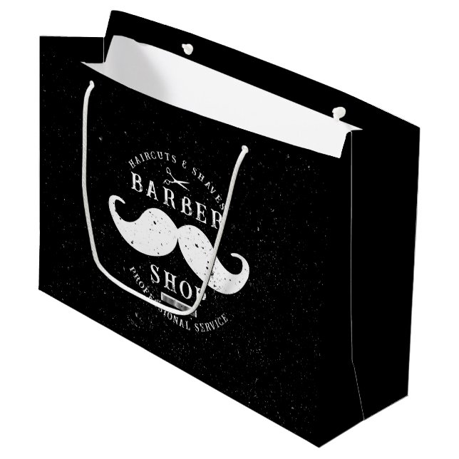 Sacola Para Presentes Grande Compro Barber Mustache Compra Barbershop (Frente inclinada)