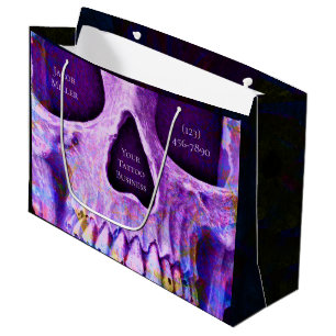 Sacola Para Presentes Grande Compro de Tatuagem Azul Roxo Única Face do Crâni