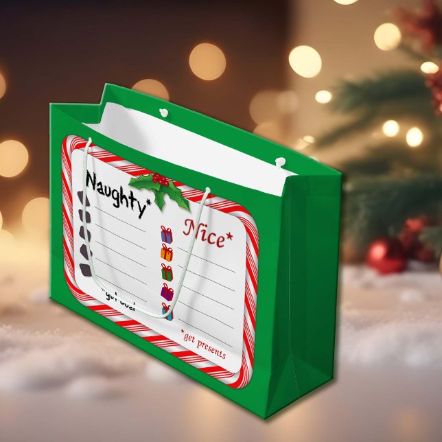 Sacola Para Presentes Grande Compro para o travesso ou Nice (Naughty and Nice List Large Gift Bag. The Naughty get coal. Nice ones get presents. )