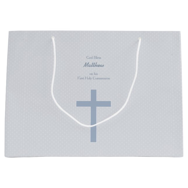 Sacola Para Presentes Grande Comunidade Pastel Blue Cross (Frente)