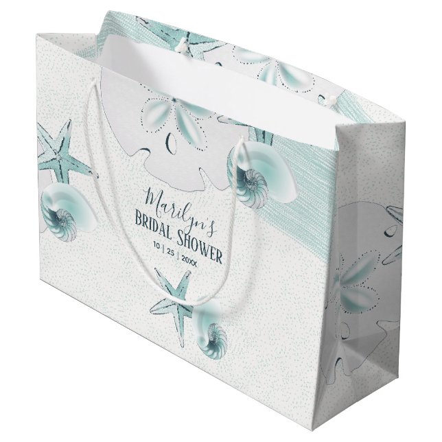 Sacola Para Presentes Grande Conchas de Estrela-do-Mar Festa de Casamento Moder (Verso inclinado)