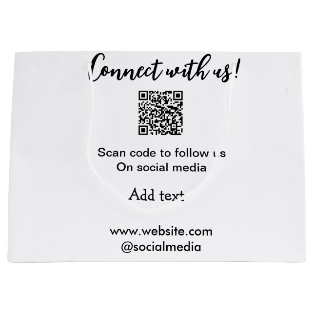 Sacola Para Presentes Grande Conecte-se conosco digitalize código QR adicione s (Frente)