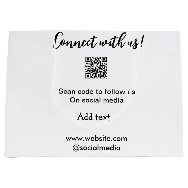 Sacola Para Presentes Grande Conecte-se conosco escaneie o código QR adicione o (Frente)