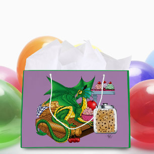 Sacola Para Presentes Grande Confeitaria Cozinha do Dragão Pastelaria Verde Aco
