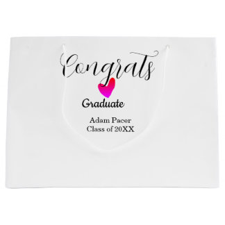 Sacola Para Presentes Grande Congrats graduation name class of 20XX year heart
