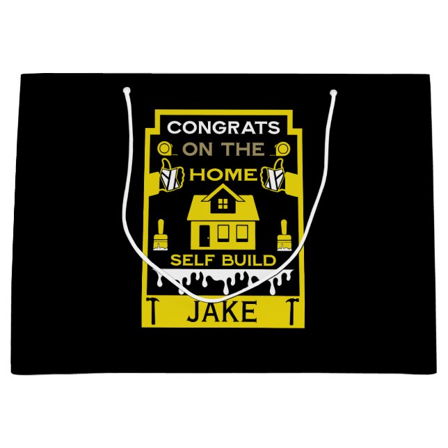 Sacola Para Presentes Grande Congratulação de autocriação doméstica (Frente)