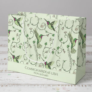 Sacola Para Presentes Grande Congratulações Beija-flor Trevo da Sorte Vine