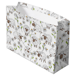 Sacola Para Presentes Grande Contagem de ovelhas em branco