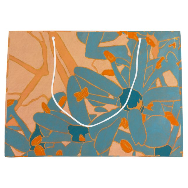 Sacola Para Presentes Grande Contemporary Leaf Design Peach (Frente)