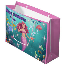 Sacola Para Presentes Grande Convite de Aniversário Personalizado de Sereia